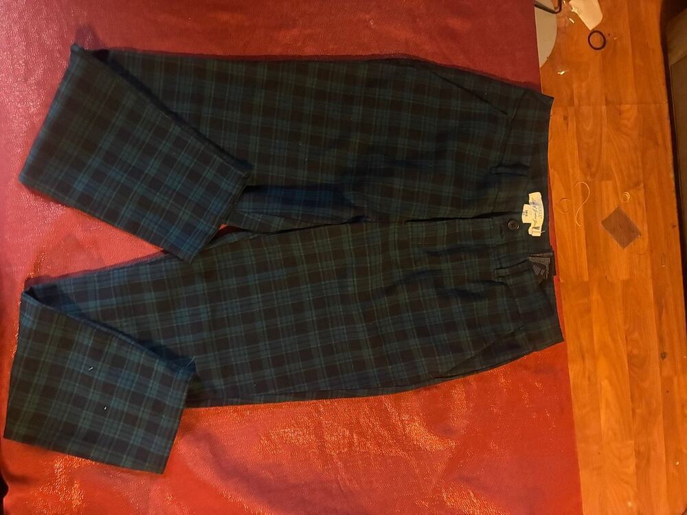 LOGG Pants Womens 4 Green Black Plaid Straight Leg Trousers